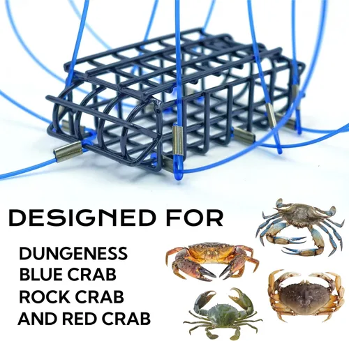 Miniatura 2 de Trampa de Cangrejo de 6 Bucles para Caña de Pescar, Trampa de Cangrejo para Dungeness, Cangrejos de Roca y Cangrejos Azules (Jaula de 3 Paquetes)