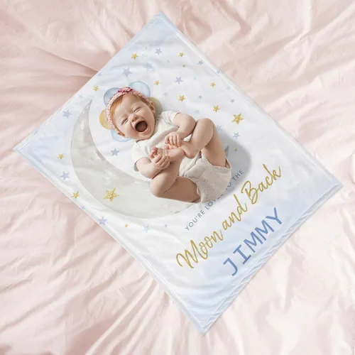 Miniatura 4 de Manta de bebé azul con nombre personalizado para niñas con nombre, manta de bebé personalizada, manta de bebé personalizada para bebé, manta