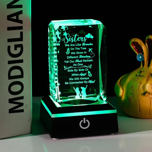 Miniatura 5 de Movdyka Regalos divertidos para hermanas, hermanas grabadas en 3D con base, el mejor regalo único de cumpleaños, Navidad, boda, graduación, hermana
