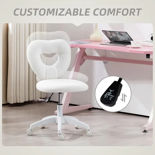 Miniatura 7 de HOMCOM Linda silla de escritorio para oficina en casa sin brazos, silla de trabajo de computadora de altura ajustable, moderna silla de tocador