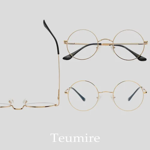 Miniatura 3 de Lentes de bloqueo de luz azul para mujeres y hombres, marco de metal redondo, lentes transparentes para computadora de 1.969 in