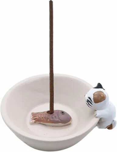 Newwe Soporte para incienso de resina, quemador de incienso para gatos pequeños, mini estatua de animal lindo quemador de incienso para el hogar