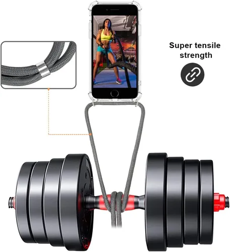 Miniatura 2 de Funda cruzada para iPhone SE 2/3, correa de cordón ajustable transparente para el cuello para mujer para iPhone 7/8, funda de teléfono TPU suave a