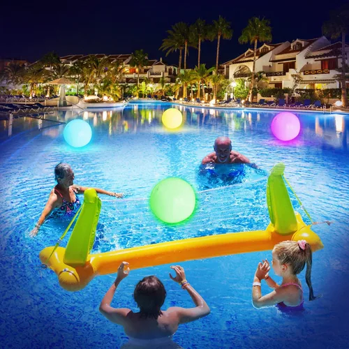 Miniatura 3 de FLAMDYNO Juguetes de piscina - Paquete de 4/8 pelotas de playa que se iluminan para niños con 8 modos de luz, pelotas de juegos de piscina y playa