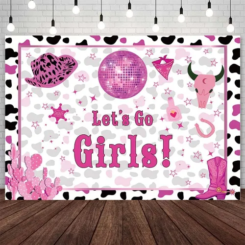 AIBIIN Telón de fondo Let's Go Girls de 8 x 6 pies, decoración de fiesta de despedida de soltera, discoteca espacial, graduación, fiesta de