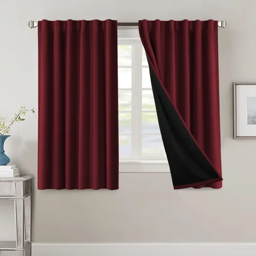 Miniatura 84 de H.VERSAILTEX Cortinas 100% opacas para dormitorio con forro negro, cortinas de oscurecimiento de habitación completa, con aislamiento térmico