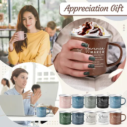 Miniatura 5 de Norme 10 tazas inspiradoras a granel para hacer diferencias, regalos de agradecimiento a los empleados, tazas de café esmaltadas de 12 onzas