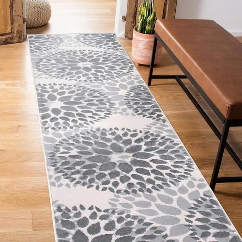Miniatura 26 de Rugshop Alfombra con diseño moderno de círculos florales amarillos – Elegante, sin desprendimiento, de 2 x 3 pies, para sala de estar, dormitorio