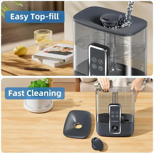 Miniatura 8 de FLYMOON Humidificador para dormitorio, humidificadores de niebla fría de 5 litros de llenado superior con 28 dB, humidificador inteligente para Negro