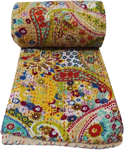 Miniatura 3 de Manta india hecha a mano de algodón Kantha Quit de algodón Gudari (negro)