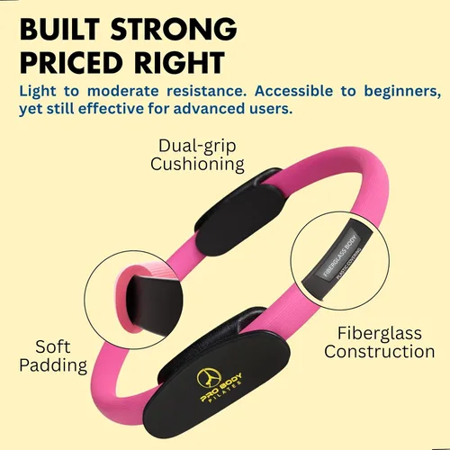Miniatura 4 de ProBody Pilates Juego de anillos con anillo de círculo mágico de 14 pulgadas, pelota de ejercicio de 9 pulgadas, 5 bandas de resistencia, bomba