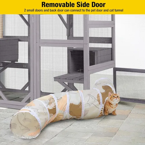 Miniatura 6 de Ventana Catio Outdoor Cat Recinto Casa grande para gatos Walk In, Refugio para Gatitos, Con Caja de Descanso, Gris