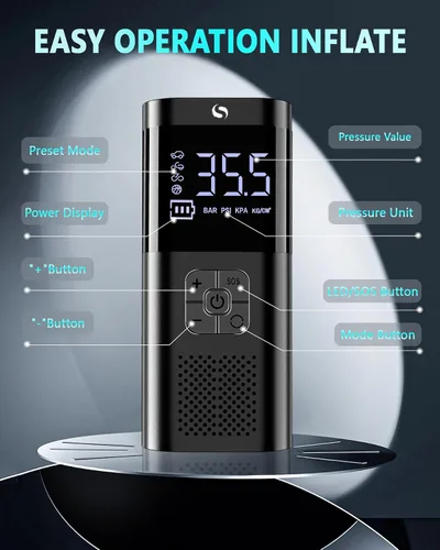 Miniatura 6 de Inflador de neumáticos, compresor de neumáticos portátil, inflador de neumáticos inalámbrico con luz LED para automóvil, motocicleta, bicicleta