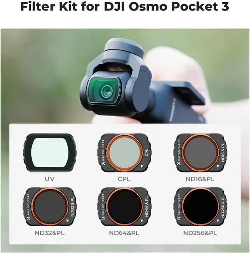 Miniatura 2 de K&F Concept Juego de Filtros UV/CPL/ND Compatible con DJI Osmo Pocket 3, Juego de 6 Filtros Magnéticos UV+CPL+ND16/PL+ND32/PL+ND64/PL+ND256/PL