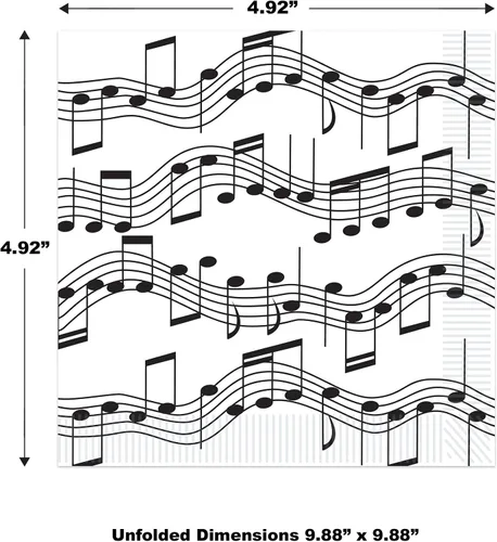 Miniatura 3 de Beistle 16 servilletas de papel para bebidas con notas musicales de los años 50, vajilla de rock and roll para decoraciones nocturnas de los años 50