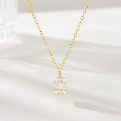 Miniatura 6 de KissYan Collares de diamantes para mujer, delicados, chapados en oro de 14 quilates, con circonita cúbica en capas, collar de cadena simple