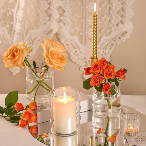 Miniatura 7 de Jarrones cilíndricos de vidrio pequeños de 5 pulgadas para centros de mesa 12 piezas de jarrones de flores transparentes para decoraciones de 5.0