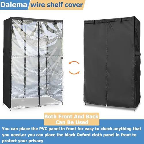 Miniatura 7 de Cubierta de estante impermeable, para exteriores, 600D, de servicio pesado, resistente al polvo, 48 x 18 x 72 pulgadas, fundas de estante para Negro