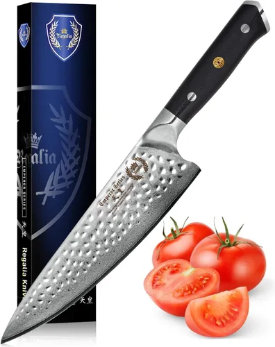 Miniatura 14 de Regalia Cuchillo de Carnicero Chino de Carne de 7 pulgadas: Cuchillo Japonés Profesional de Servicio Pesado AUS-10 Acero Damasco de 67 Capas Hoja