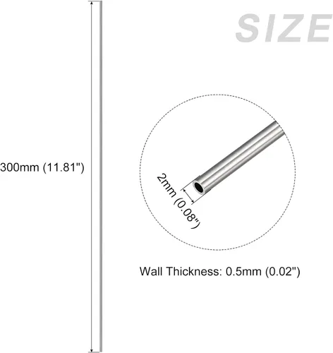 Miniatura 2 de METALLIXITY Tubo de acero inoxidable 304 (0.079 in de diámetro exterior x 0.020 in de pared T x 11.811 in de largo), 4 piezas, tubo recto
