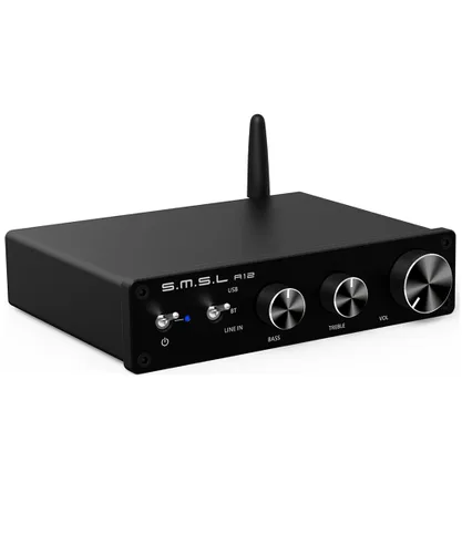 S.M.S.L Amplificador de audio para el hogar A12 Receptores estéreo Bluetooth 5.0 Mini HiFi Clase D Amplificador de potencia integrado de 2 canales
