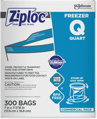 Miniatura 12 de Bolsas congeladoras SC Johnson Professional Ziploc, para organización y almacenamiento de alimentos, con doble cremallera, 2 galones, 100