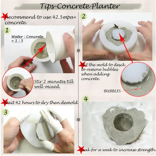 Miniatura 4 de Funshowcase Moldes de silicona de geometría facetada, 3 unidades para resina epoxi, hormigón, arcilla, suculenta, tazón, cenicero, vela, jabón