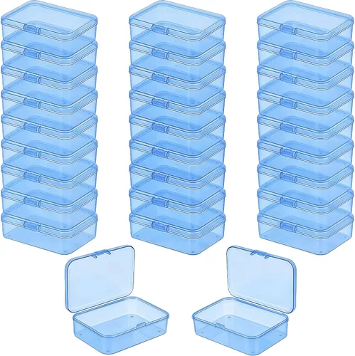 Miniatura 16 de LJY 100 contenedores rectangulares vacíos de plástico transparente con tapas con bisagras (2.2 x 1.6 x 0.8 pulgadas, transparente)