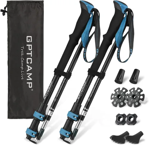 Miniatura 8 de GPTCAMP Collapsible Hiking Sticks,Lightweight Folding Trekking Poles,Adjustable Travel Walking Poles with EVA Foam Grip for Men & Women,Single Pole