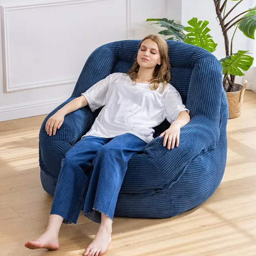Miniatura 10 de Silla Puf Gigante con Reposabrazos - Asiento Acogedor de Gran Tamaño para Adultos, Tela de Pana y Relleno de Espuma de Alta Resistencia, Salón Ideal