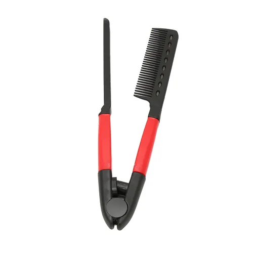 Miniatura 8 de Peine alisador de cabello, 3 piezas portátil multiusos en forma de V peine recto para cabello anudado