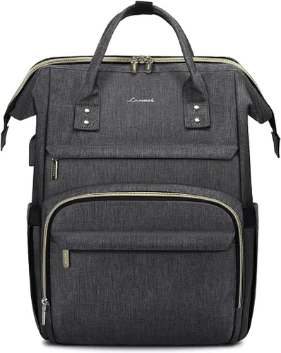 Miniatura 14 de LOVEVOOK Mochila para laptop para mujer con bolsillo gigante para vasos, mochila de viaje impermeable de 15.6 pulgadas, bolsa de computadora