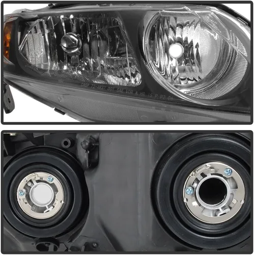 Miniatura 3 de ACANII - Para Honda Civic 2006-2011 de 4 puertas, sedán, color negro, faros delanteros de repuesto para el lado del conductor + del pasajero
