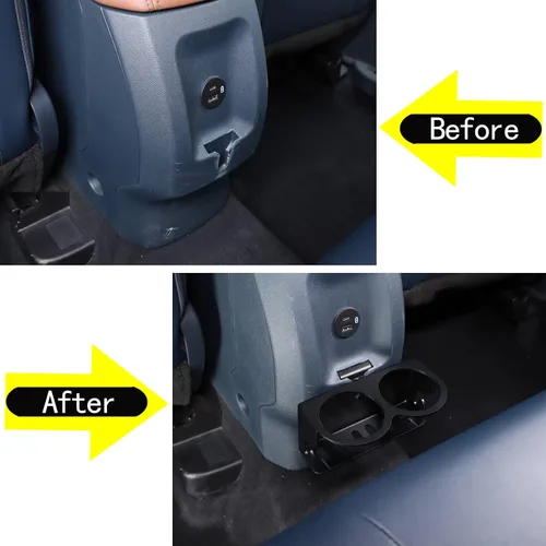 Miniatura 5 de Organizador expansor de portavasos trasero para automóvil compatible con Ford Maverick 2022-2024 Auto de aluminio para asiento trasero de doble