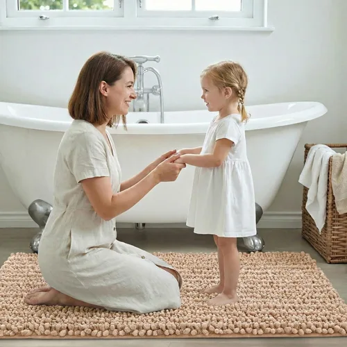 Miniatura 9 de Disolla Alfombra de baño pequeña, antideslizante, lavable, color beige, 17 x 24 pulgadas, súper absorbente, suave, alfombra de baño de felpilla