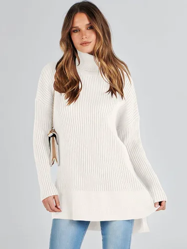 Miniatura 9 de ANRABESS Suéter de cuello alto de gran tamaño para mujer 2023, suéter de punto acanalado de moda para otoño