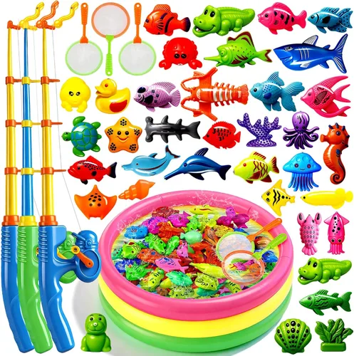Miniatura 10 de CozyBomB™ Juego de juguetes magnéticos de pesca para niños Juego de mesa de agua para bañera, piscina infantil, fiesta en la piscina, caña