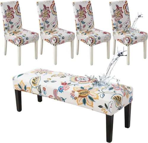 Miniatura 9 de HAOYONG Funda para Silla de Comedor con Estampado, Funda Desmontable Lavable para Silla Parsons, Protector de Asiento Desmontable para Comedor, 15