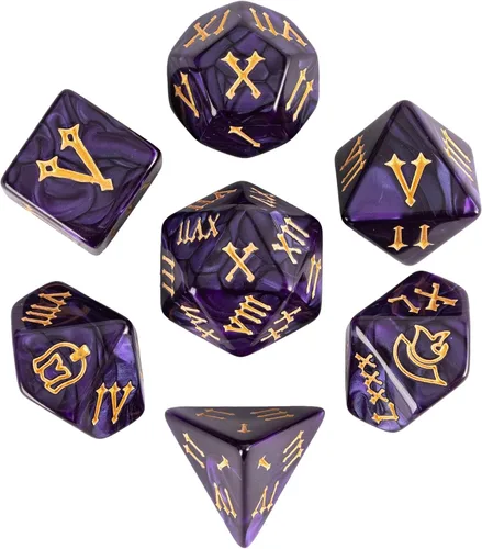 Miniatura 41 de Juego de dados DND de 7 dados poliédricos con una bolsa de dados de cuero, juego de dados D&D para juegos de mesa RPG (negro)