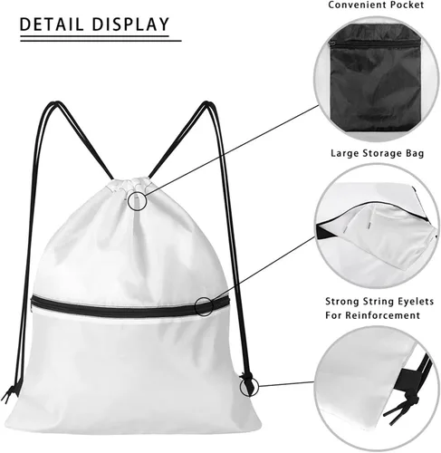 Miniatura 6 de Mochila con cordón para hombres y mujeres, bolsa de cordón para niños y niñas, con compartimento con cremallera, Fútbol, Classic