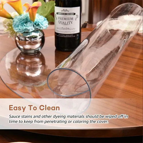 Miniatura 3 de RostiKong Protector redondo de plástico transparente de 16 pulgadas de diámetro, lavable de vinilo de PVC, protector de mesa de comedor, protector