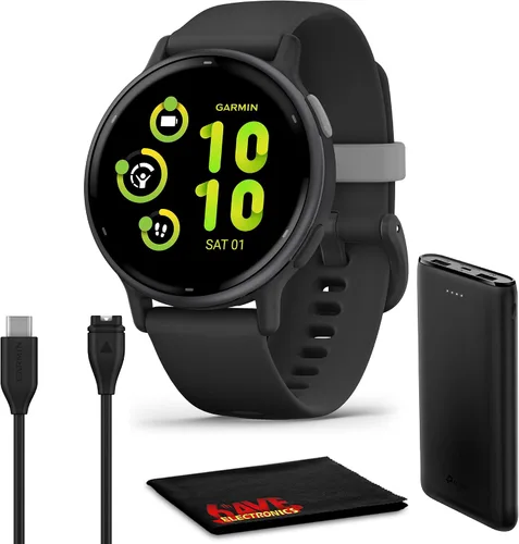Garmin vivoactive 5 - Reloj inteligente con GPS de salud y fitness para hombres y mujeres con bisel de aluminio pizarra, caja negra y banda de