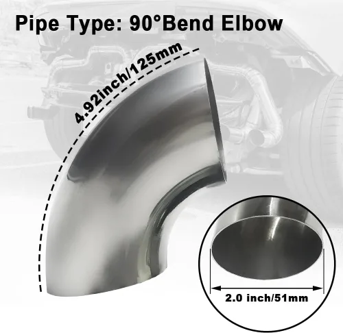 Miniatura 3 de Tubo de codo de escape de 90 grados (codo doblado de mandril) SS304 de acero inoxidable apto para codo de escape modificado de automóvil, pasamanos