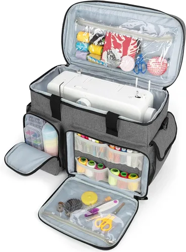 CURMIO Estuche para máquina de coser, bolsa de viaje universal compatible con Singer, Brother, Janome y la mayoría de máquinas de coser estándar,