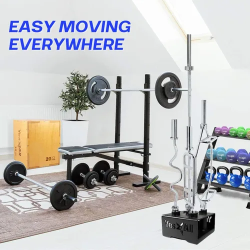 Miniatura 8 de Yes4All Estante de almacenamiento vertical, organizador de gimnasio en casa, estante para mancuernas y barras olímpicas de 2 pulgadas C. Negro