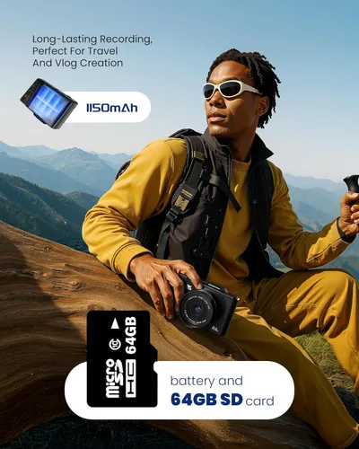 Miniatura 7 de Cámara digital 5K para fotografía – Cámara de vlogging de enfoque automático de 75 MP con tarjeta SD de 64 GB, WiFi, zoom de 18X, pantalla abatible