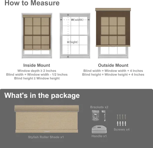 Miniatura 6 de Boolegon Persianas enrollables opacas para ventana, sin cordón, de tela de lino con aislamiento térmico, protegen de luz UV, casa, oficina, Beige
