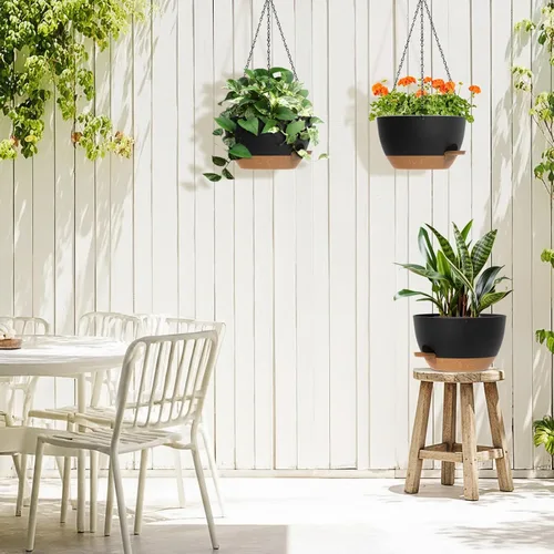 Miniatura 6 de Paquete de 3 10 macetas colgantes con cadenas, macetas de plástico de riego automático para plantas de interior y exterior, diseño de cadena