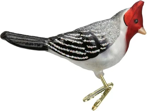 Miniatura 11 de Old World Christmas Adornos: Colección de observador de aves adornos soplados de vidrio para árbol de Navidad, pájaro carpintero