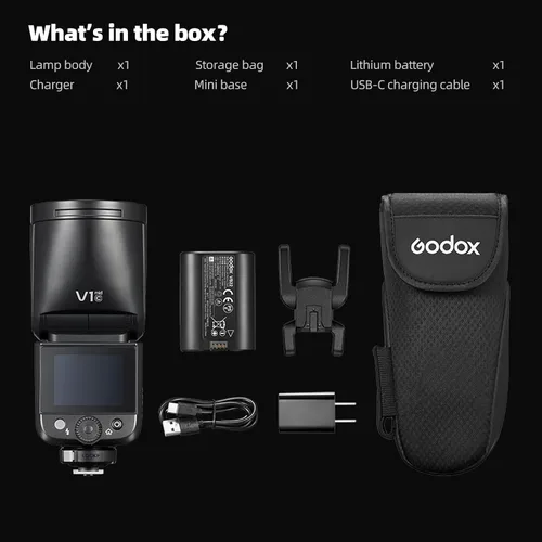 Miniatura 8 de Godox V1 MID C Flash para cámara Canon, Speedlite de cabeza redonda de 55 W con pantalla táctil, óptica de 0.945 in, 650+ Pops de potencia completa